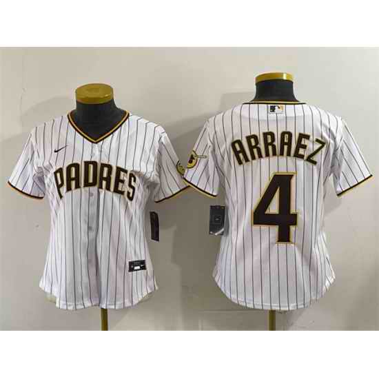 Women San Diego Padres 4 Luis Arraez White Stitched Baseball Jersey