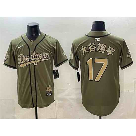 Men Los Angeles Dodgers  17 Shohei Ohtani Military Appreciation Game Day Stitched Baseball Jersey