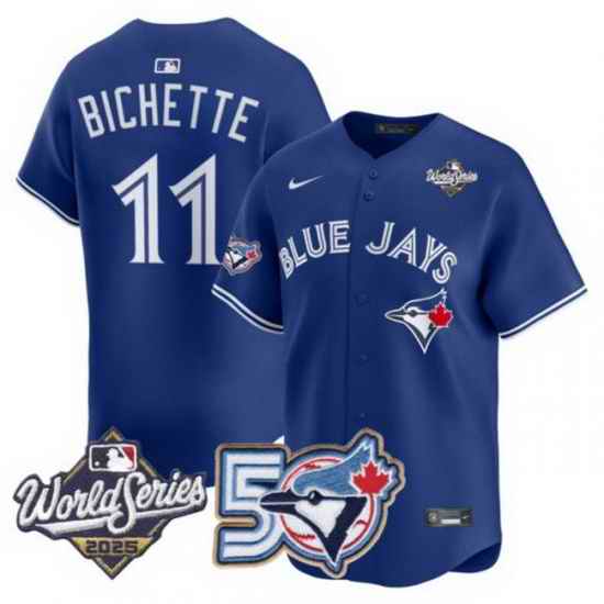 Men Women Youth Blue Jays 50th Patch 2025 World Series Royal 11 Bichette Stitched Jersey