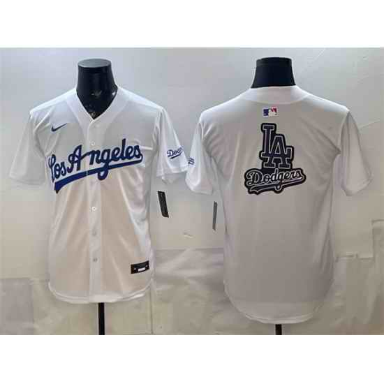 Men Los Angeles Dodgers Team Big Logo White Alternate Stadium Stitched Baseball Jersey