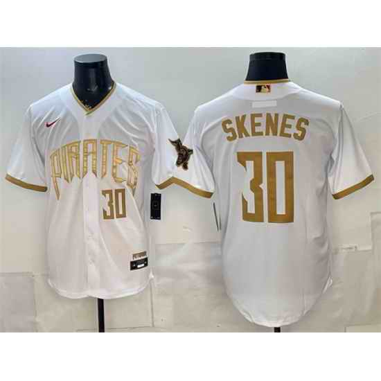Men Pittsburgh Pirates  30 Paul Skenes White 2026 City Connect Stadium Stitched Baseball Jersey