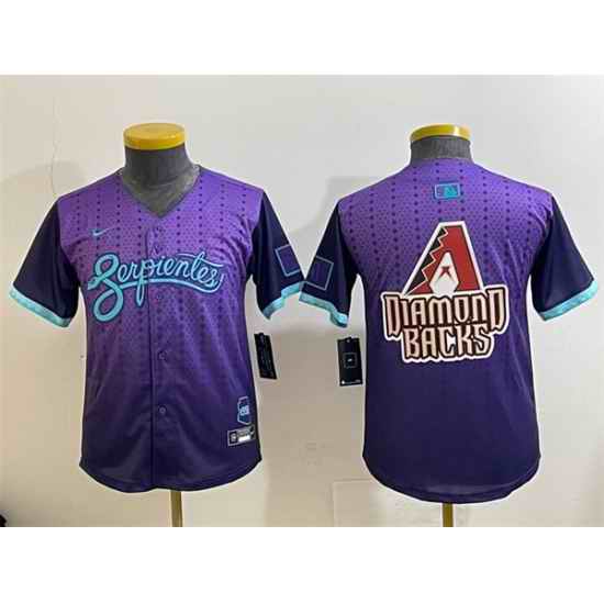 Youth Arizona Diamondbacks Team Big Logo Purple 2025 City Connect Limited Stitched Baseball Jersey 1