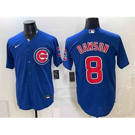 Men Chicago Cubs  8 Andre Dawson Royal Stitched Baseball Jersey