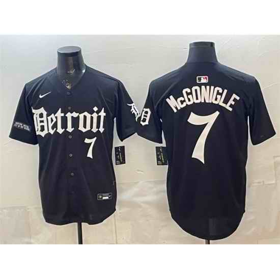 Men Detroit Tigers  7 Kevin McGonigle Black  Motor Gothic Edition  Vapor Premier Limited Stitched Baseball Jersey
