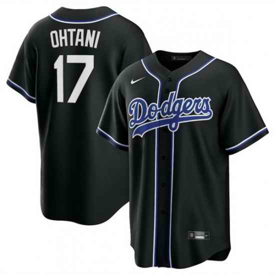 Men Los Angeles Dodgers 17 Shohei Ohtani Black Lights Out Limited Stitched Baseball Jersey