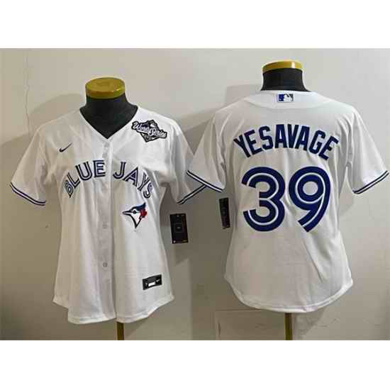 Women Toronto Blue Jays 39 Trey Yesavage White 2025 World Series Home Cool Base Stitched Baseball Jersey