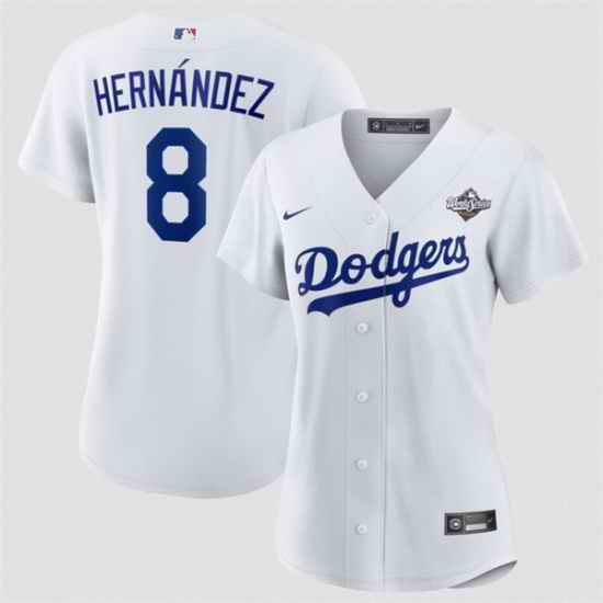 Women Los Angeles Dodgers 8 Enrique Hernandez White 2025 World Series Home Cool Base Limited Stitched Baseball Jersey