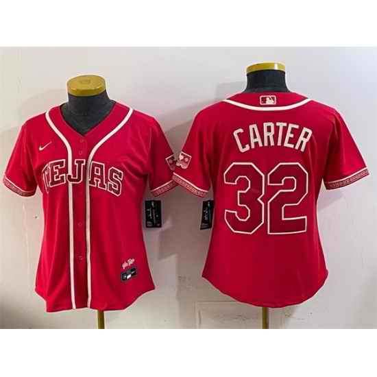 Youth Texas Rangers 32 Evan Carter Red 2026 City Connect Stadium Stitched Baseball Jersey