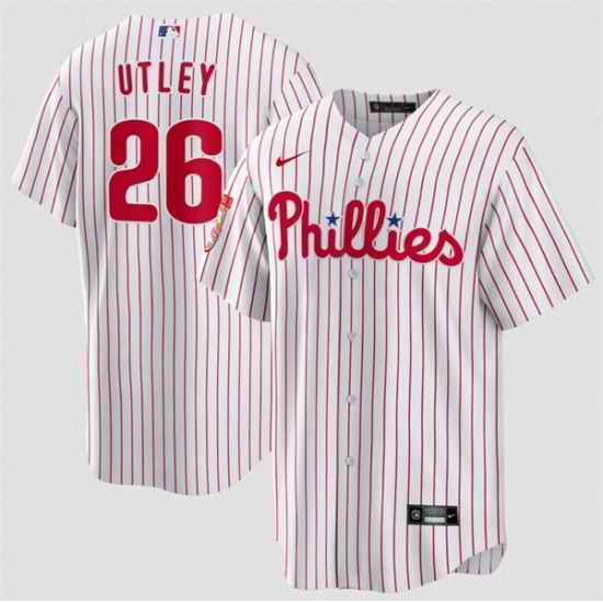 Men Philadelphia Phillies  26 Chase Utley White 2026 Cool Base Stitched Jersey
