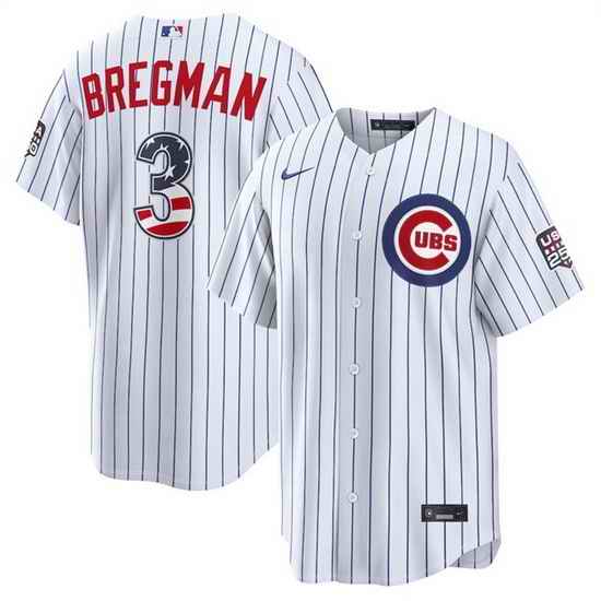 Men Chicago Cubs  3 Alex Bregman White 2026 USA 250 Fourth of July Home Stadium Stitched Baseball Jersey