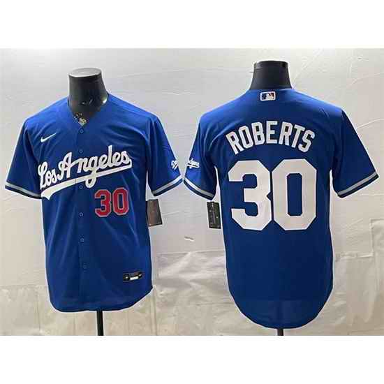 Men Los Angeles Dodgers  30 Dave Roberts Royal Alternate Stadium Stitched Baseball Jersey
