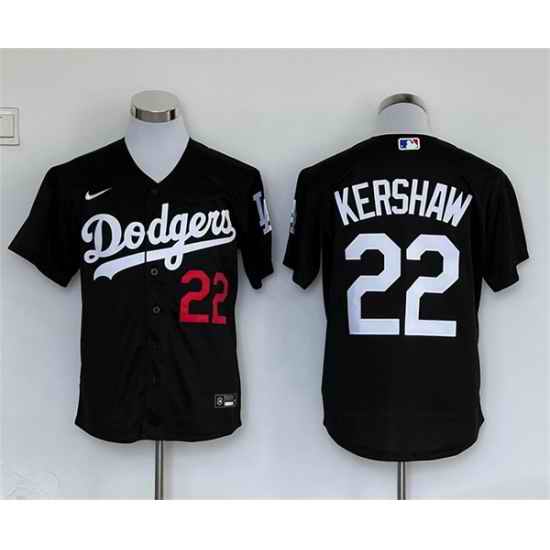 Men Los Angeles Dodgers 22 Clayton Kershaw Black Cool Base Stitched Baseball Jersey