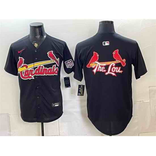 Men St  Louis Cardinals Team Big Logo Black USA 250 Patch Stitched Baseball JerseyS