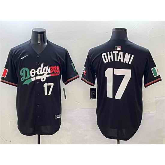 Men Los Angeles Dodgers 17 Shohei Ohtani Black Mexico Flag Limited Stitched Baseball Jersey