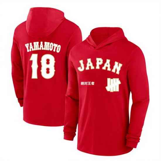 Men Japan Baseball  18 Yoshinobu Yamamoto Red 2026 World Baseball Classic Club Hoodie