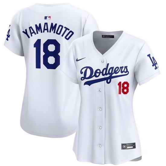 Women Los Angeles Dodgers 18 Yoshinobu Yamamoto White Flex Base Stitched Jersey