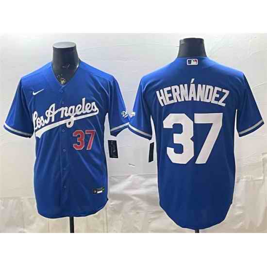 Men Los Angeles Dodgers  37 Teoscar Hernandez Royal Alternate Stadium Stitched Baseball Jersey