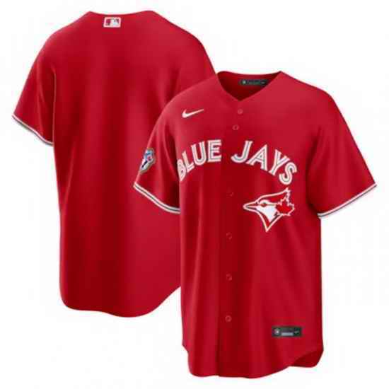 Men Toronto Blue Jays Blank Red 50 Seasons Patch Stitched Baseball Jersey