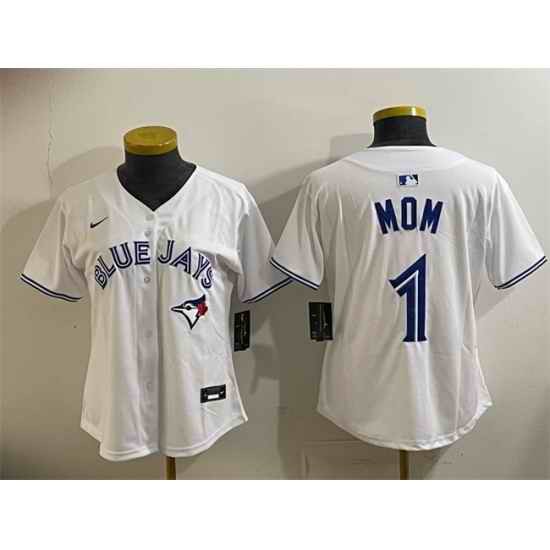 Women Toronto Blue Jays  1 Mom White Limited Stitched Baseball Jersey