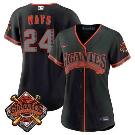 Women San Francisco Giants 24 Willie Mays Black 2026 Alternate Stadium Stitched Baseball Jersey