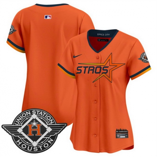 Women Houston Astros Blank Orange 2025 City Connect Limited Stitched Baseball Jersey
