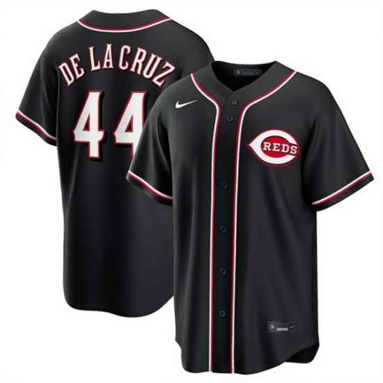 Men Cincinnati Reds  44 Elly De La Cruz 2026 Fashion Replica Black Out Stitched Baseball Jersey