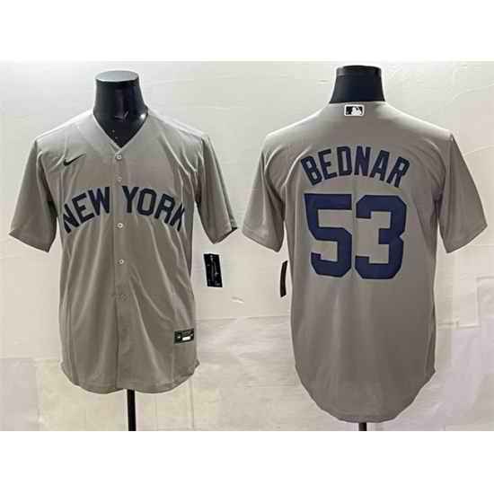 Men New York Yankees 53 David Bednar Grey Stitched Baseball Jersey
