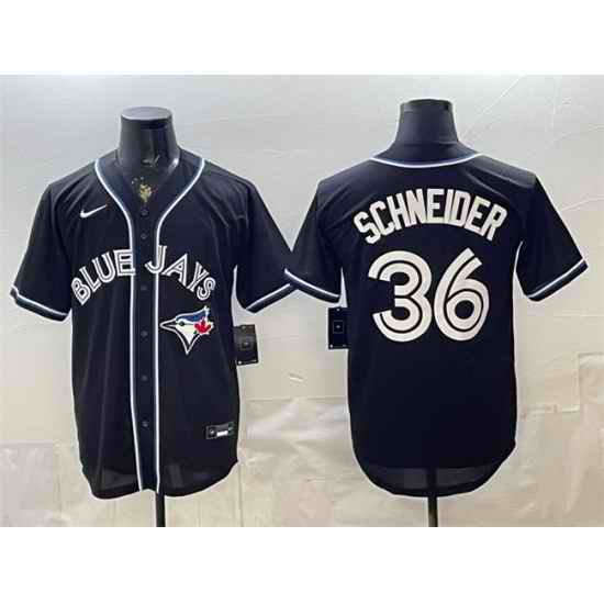 Men Toronto Blue Jays  36 Davis Schneider 2026 Fashion Replica Black Out Stitched Baseball Jersey