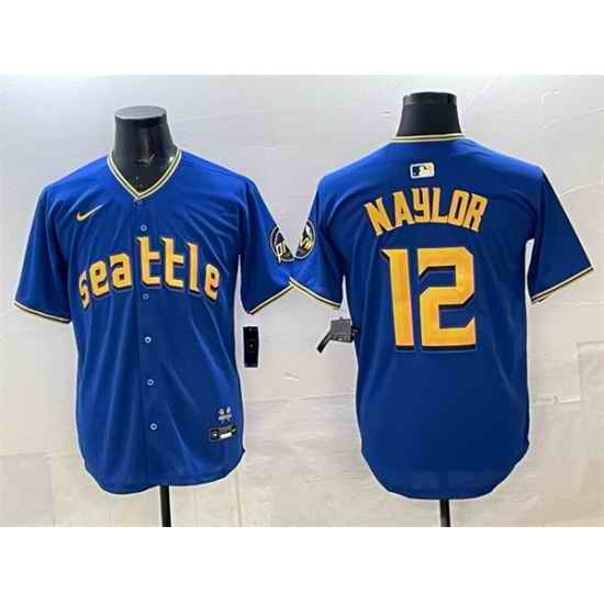 Men Seattle Mariners 12 Josh Naylor Royal 2025 Limited Stitched jersey