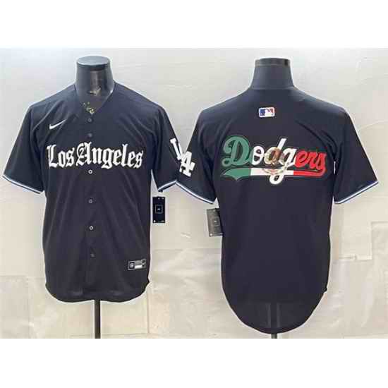 Men Los Angeles Dodgers Team Big Logo Black  Gothic Edition  Vapor Premier Limited Stitched Baseball Jersey