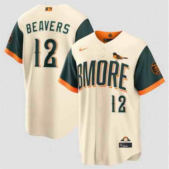 Men Baltimore Orioles  12 Dylan Beavers Natural 2026 City Connect Stadium Stitched Baseball Jersey