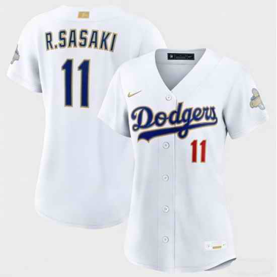 Women Los Angeles Dodgers Roki Sasaki Nike White 2026 Gold Collection Stadium Jersey