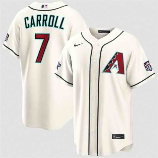 Men Arizona Diamondbacks  7 Corbin Carroll Cream 2026 All Star Game   USA 250 Patch Stitched Baseball Jersey