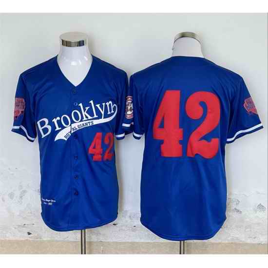 Men Brooklyn Dodgers  42 Jackie Robinson Royal Stitched Baseball Jersey