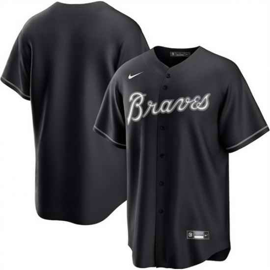 Men Atlanta Braves Blank Black Lights Out Limited Stitched Baseball Jersey