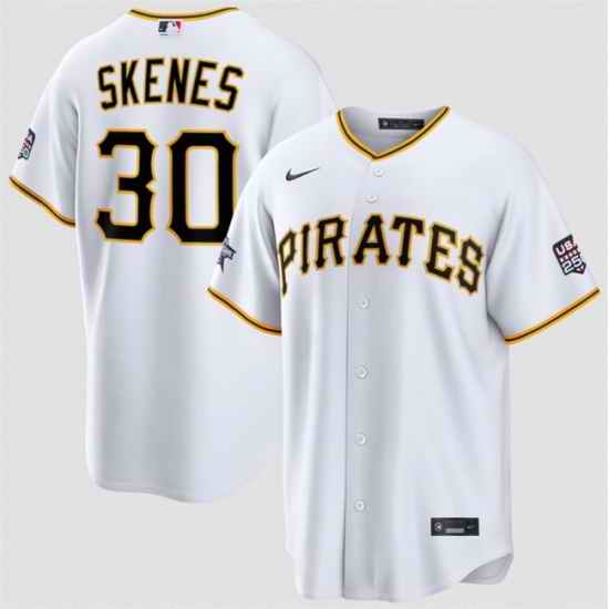 Men Pittsburgh Pirates  30 Paul Skenes White 2026 All Star Game   USA 250 Patch Stitched Baseball Jersey