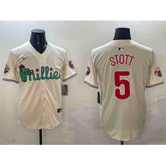 Men Philadelphia Phillies 5 Bryson Stott Cream Phanatic Limited Stitched Jersey