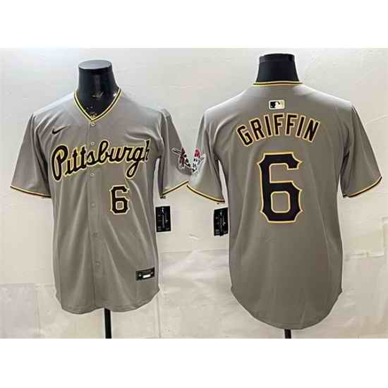 Men Pittsburgh Pirates  6 Konnor Griffin Grey Limited Stitched Baseball Jersey