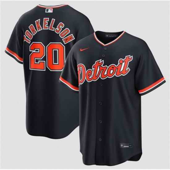 Men Detroit Tigers  20 Spencer Torkelson Navy Alternate Stitched Baseball Jersey
