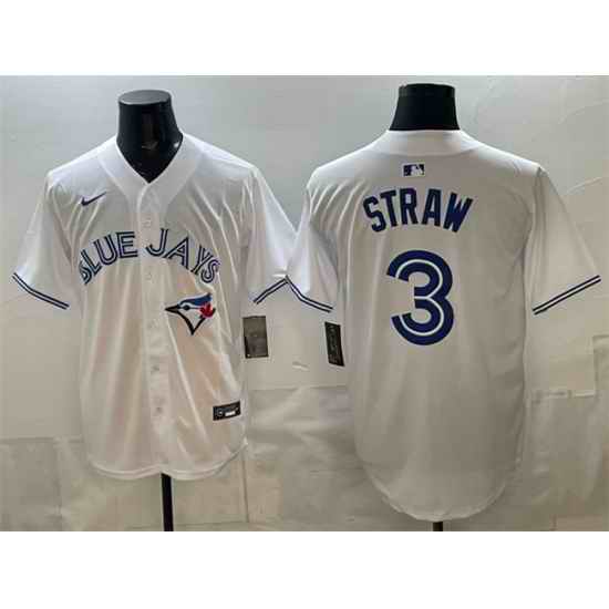 Men Toronto Blue Jays  3 Myles Straw White Home Limited Stitched Baseball Jersey