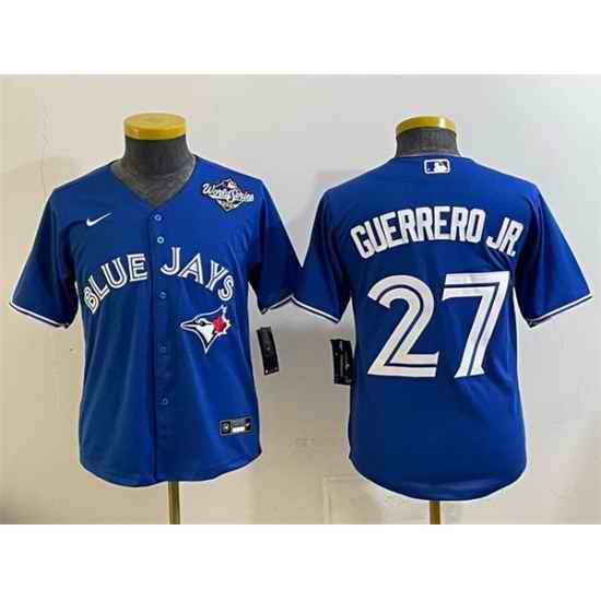 Youth Toronto Blue Jays 27 Vladimir Guerrero Jr  Royal 2025 World Series Cool Base Stitched Baseball Jersey