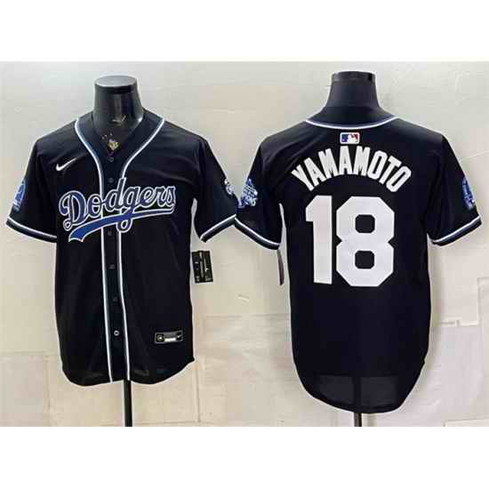 Men Los Angeles Dodgers  18 Yoshinobu Yamamoto B2B Champs 2026 Black Out Style Vapor Limited Stitched Baseball Jersey