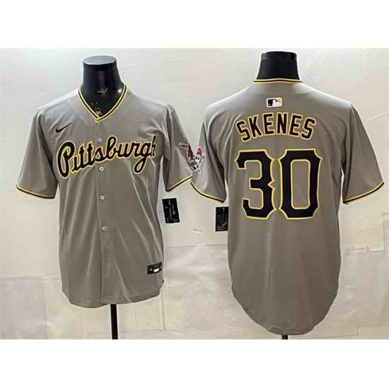 Men Pittsburgh Pirates  30 Paul Skenes Gray Limited Stitched Baseball Jersey
