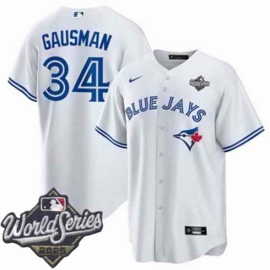 Men Toronto Blue Jays 34 Kevin Gausman White Home Cool Base Stitched Baseball Jersey