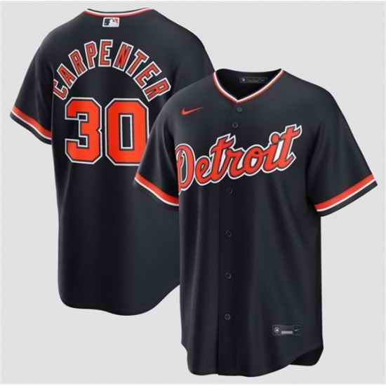 Men Detroit Tigers  30 Kerry Carpenter Navy Alternate Stitched Baseball Jersey