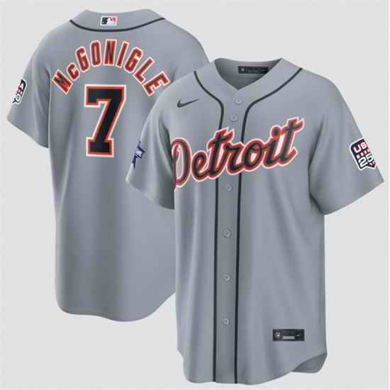 Men Detroit Tigers  7 Kevin McGonigle Gray 2026 All Star Game   USA 250 Patch Stitched Baseball Jersey