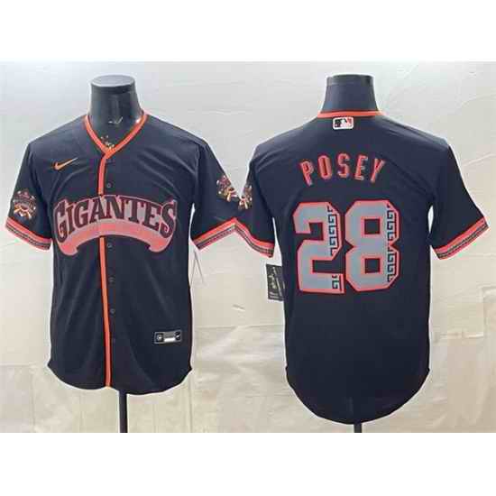Men San Francisco Giants  28 Buster Posey Black 2026 Alternate Stadium Stitched Baseball Jersey