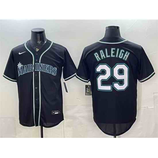 Men Seattle Mariners  29 Cal Raleigh 2026 Fashion Replica Black Out Stitched Baseball Jersey