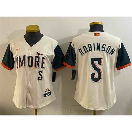 Women Baltimore Orioles  5 Brooks Robinson Natural 2026 City Connect Stadium Stitched Baseball Jersey