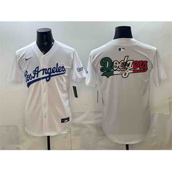 Men Los Angeles Dodgers Team Big Logo White Alternate Stadium Stitched Baseball Jersey 002